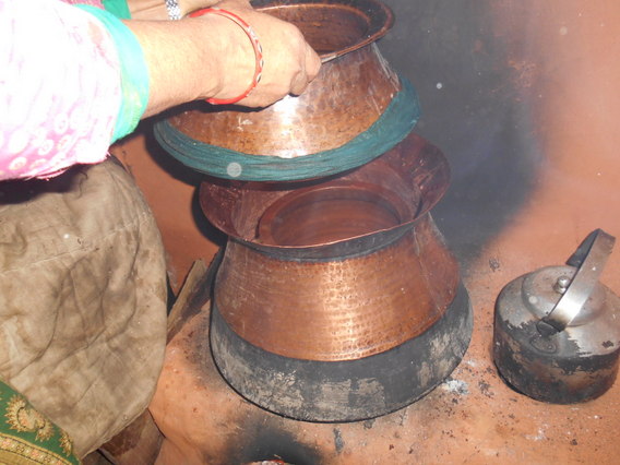 keep on the top copper pot for make hot Water